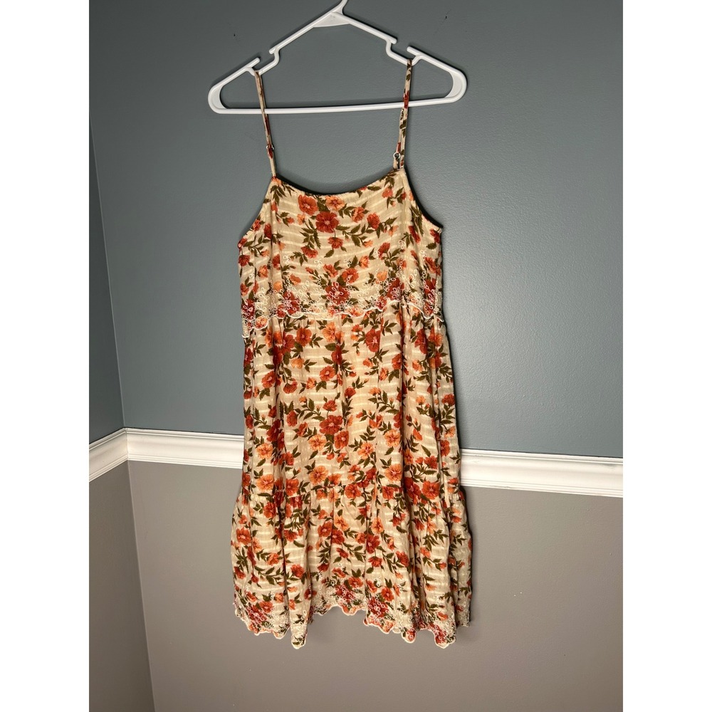 American Eagle Floral Tiered babydoll Mini Dress Eyelet Embroidery Small
